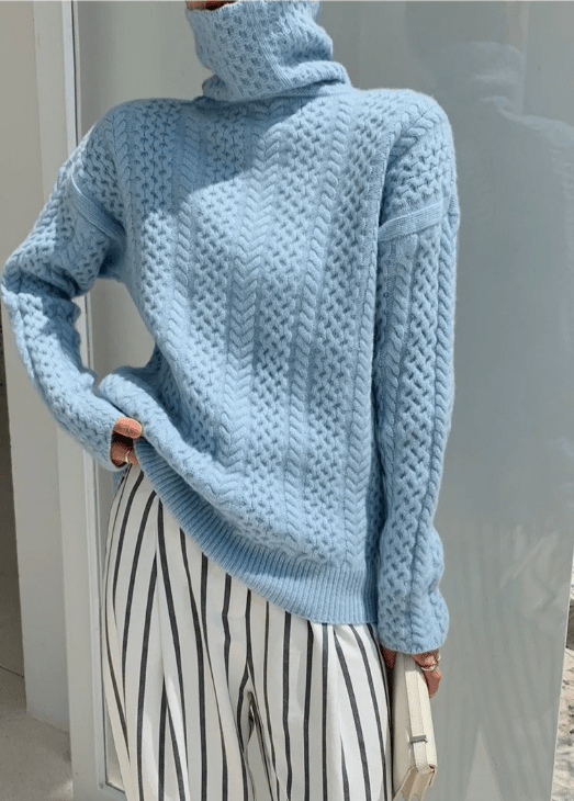Chunky Cable Knit Turtleneck Sweater | Soft Textured Design | Relaxed Fit | Cozy Winter Essential