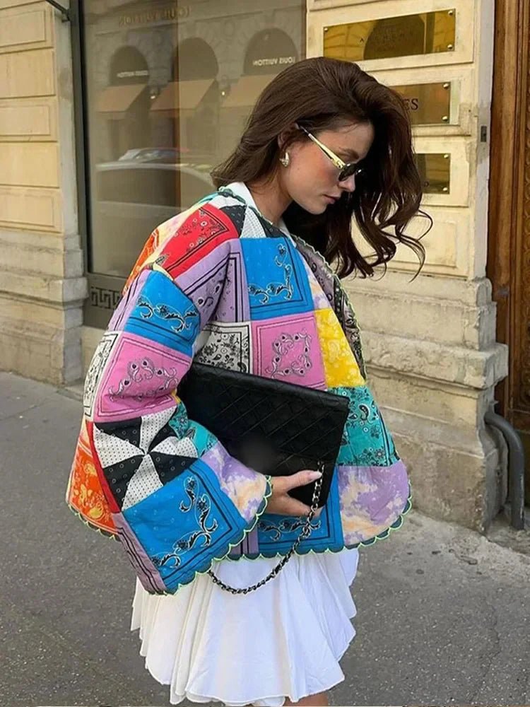 Patchwork Quilted Jacket | Vibrant Multicolour Design | Boho Chic | Cozy Outerwear