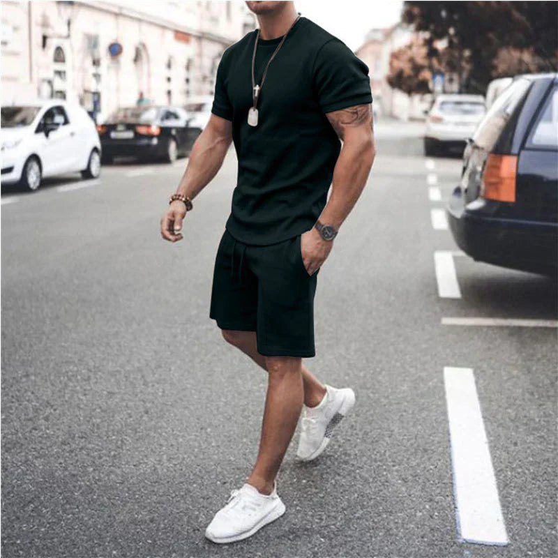 Men’s Crewneck Knit Lounge Set | Short-Sleeve Top & Casual Shorts