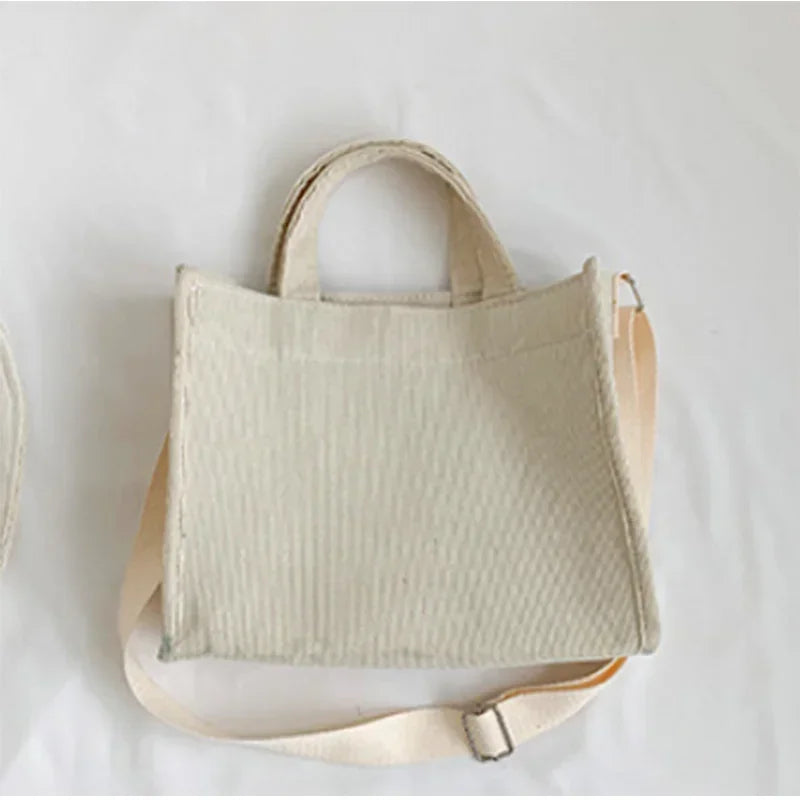 Corduroy Mini Tote | Dual Carry Handles & Crossbody Strap | Casual Everyday Bag