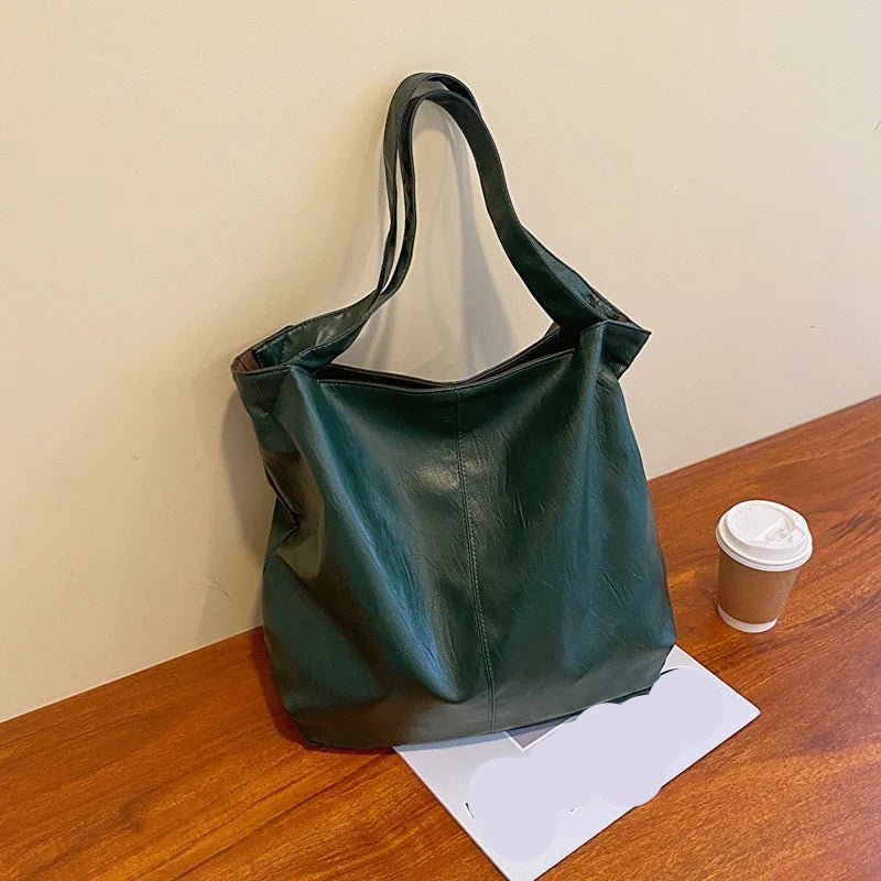 Oversized Slouchy Tote Bag | Soft PU Leather | Minimal Everyday Carry