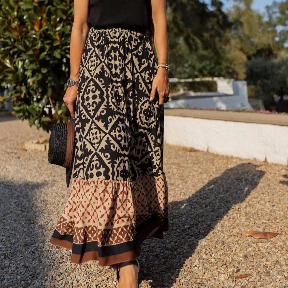 Boho Print Maxi Skirt | Vibrant Summer Travel & Resortwear