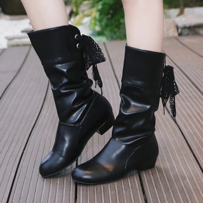 Mid-Calf Slouchy Boots | Soft Vegan Leather | Statement Bow Accent