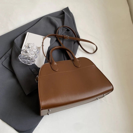 Dome PU Handbag | Top Handle with Adjustable Strap | Sleek Minimalist Design