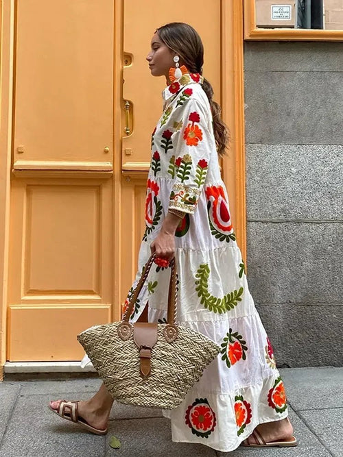 Boho Oversized Maxi Dress | Bold Floral Print | Lightweight Fabric | Casual Chic Style