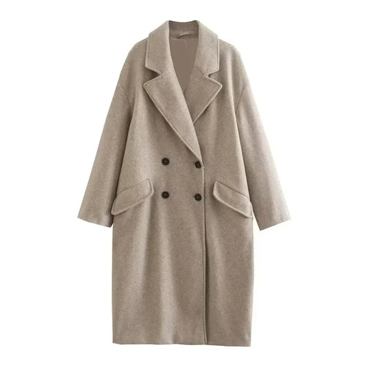 Double-Breasted Oversized Wool Coat | Timeless Style | Warm and Chic
