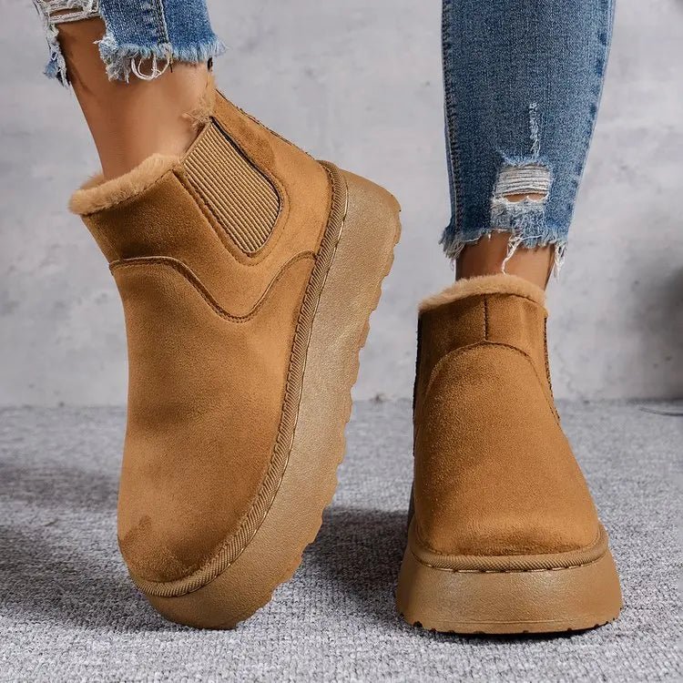 Warm Lined Slip-On Ankle Boots | Faux Suede | Plush Interior | Winter Casual