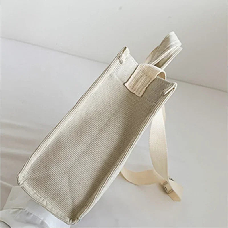 Corduroy Mini Tote | Dual Carry Handles & Crossbody Strap | Casual Everyday Bag