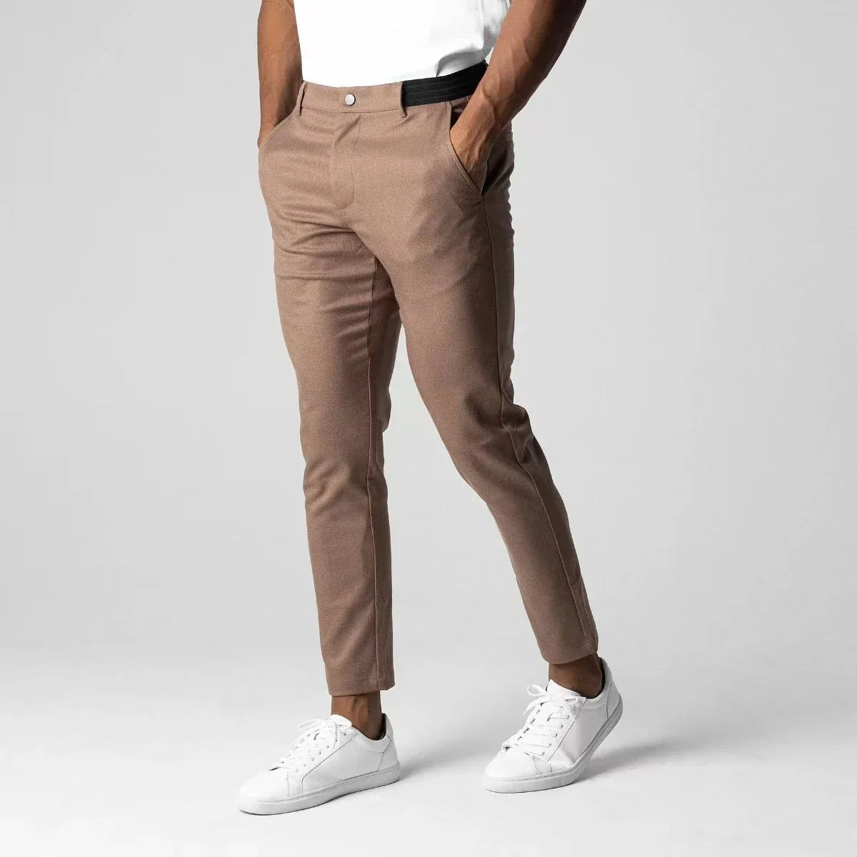 Slim Fit Stretch Chino Pants | Cropped Tapered Leg | Everyday Casual Workwear