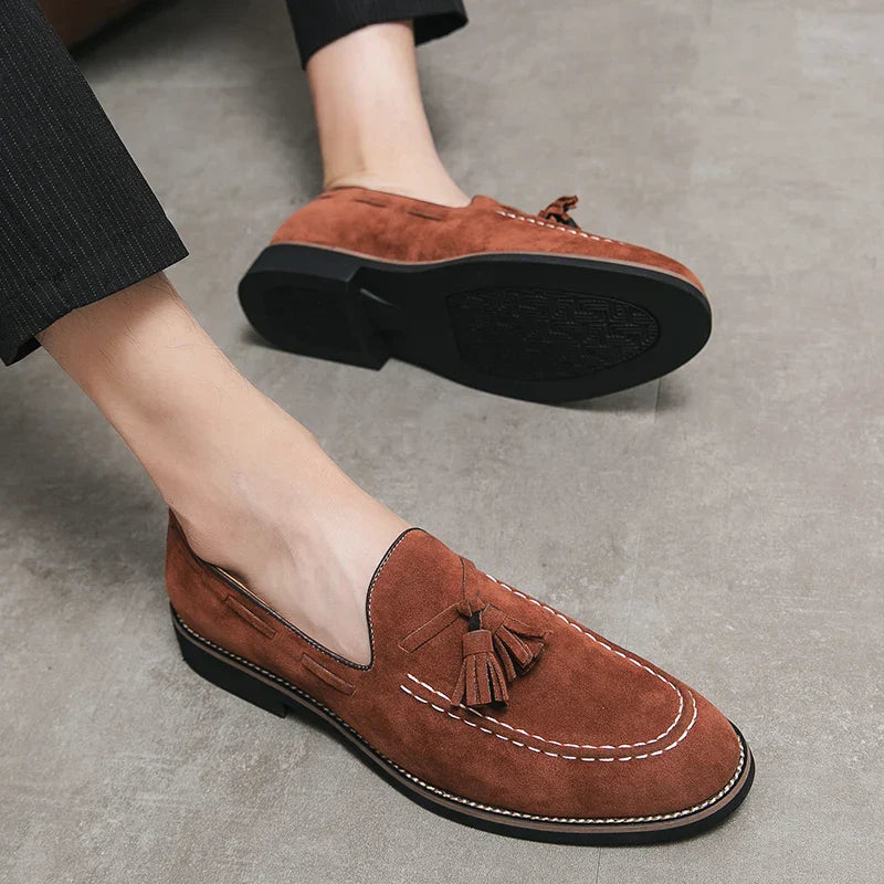 Women’s Suede Tassel Loafers | Slip-On Flat | Cushioned Insole Comforting