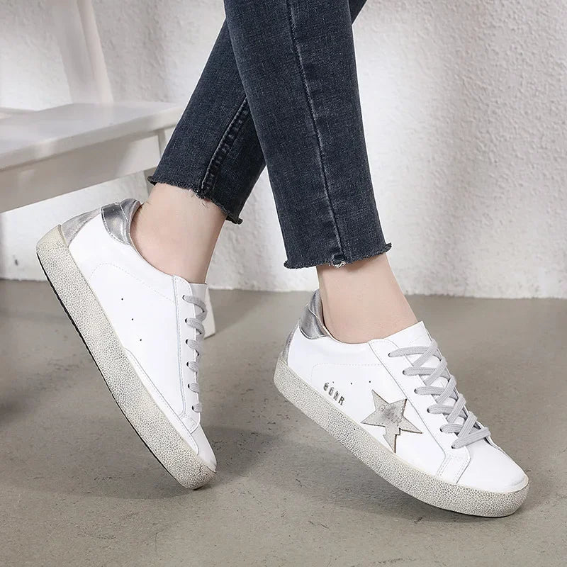 Minimalist Star Sneakers | Distressed Sole | Casual Everyday Style