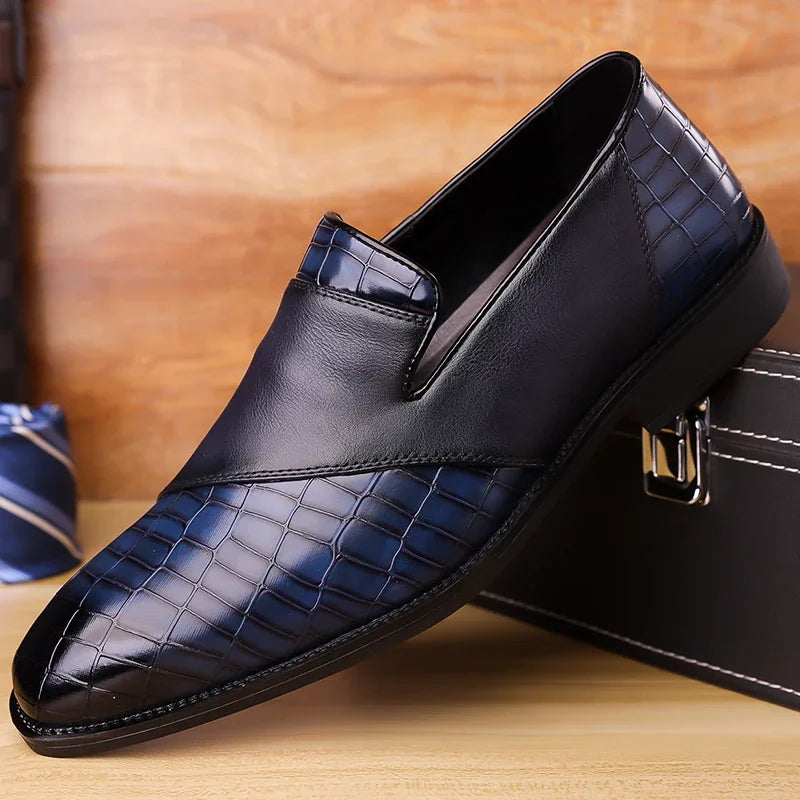 Embossed Leather Loafers | Slip-On Dress Shoes | Classic Formal Design