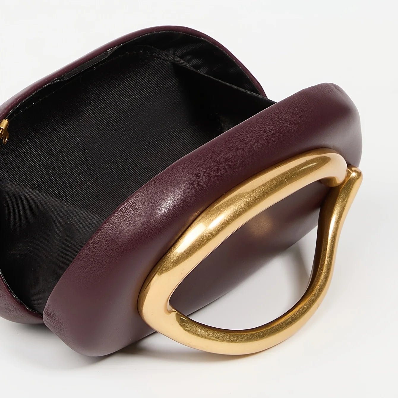 Glossy Vegan Leather Clutch | Statement Gold Hardware