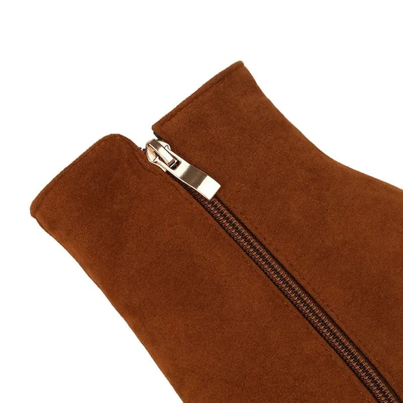 Chunky Heel Platform Ankle Boots | Faux Suede | Lug Sole Design | Fall & Winter Wear