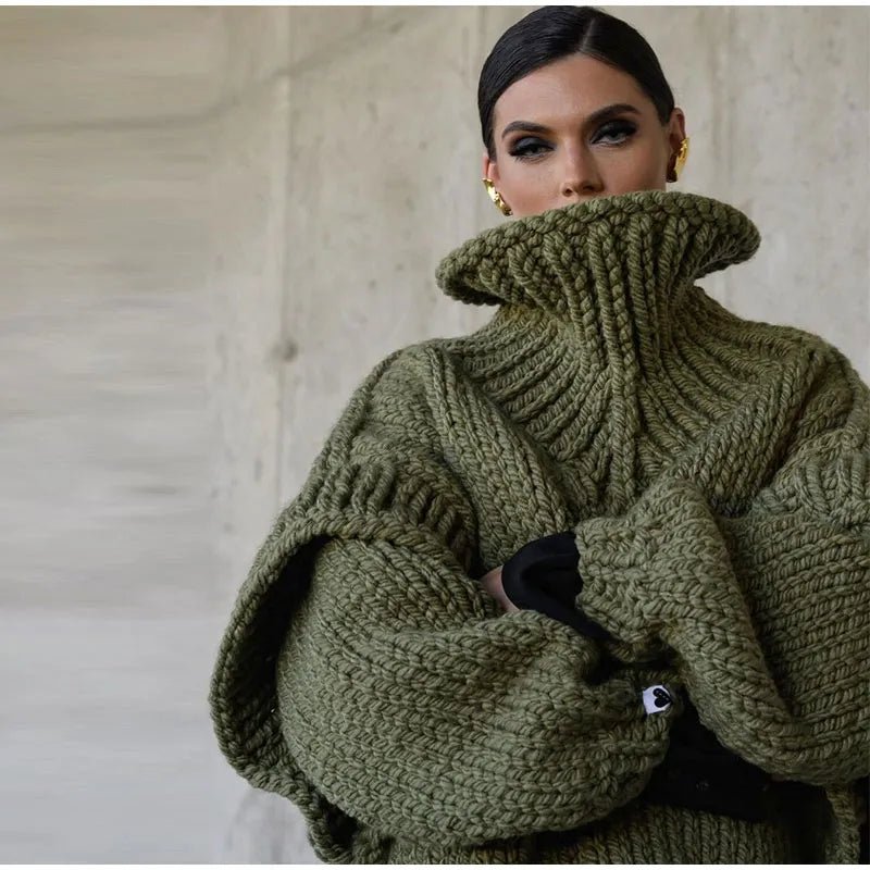 Oversized Knit Sweater Dress | Chunky Acrylic Knit | Versatile Winter Style