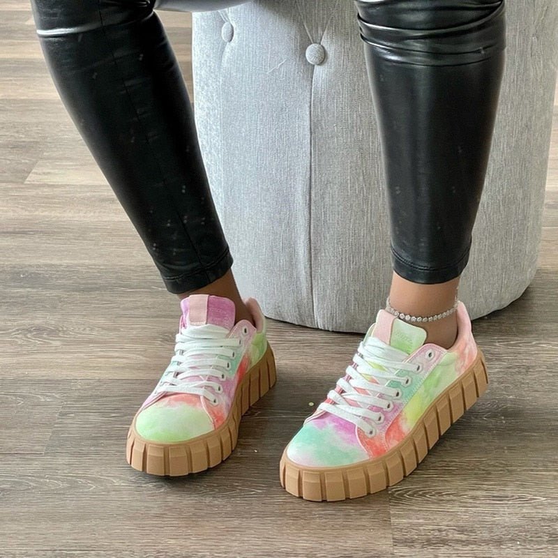 Colourful Suede Platform Sneakers | Trendy Everyday Streetwear for Women