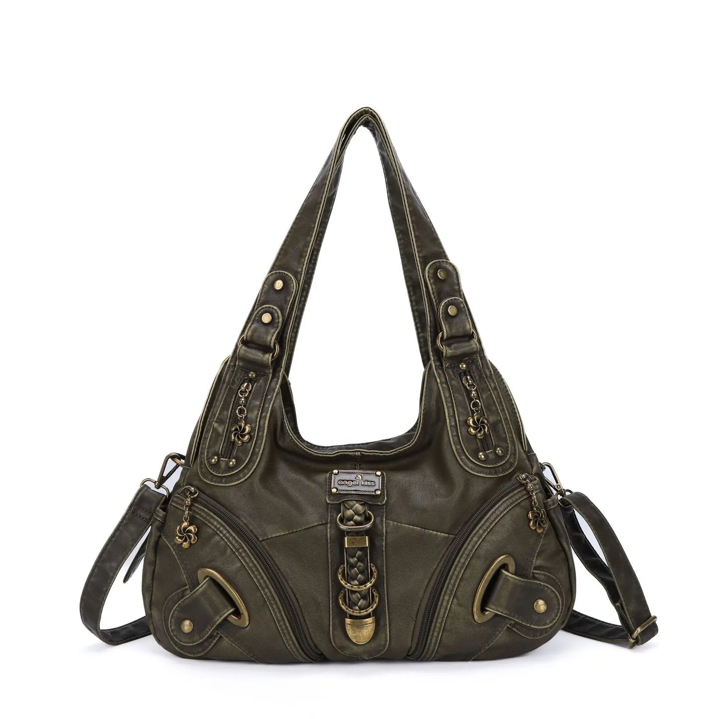 Convertible Shoulder Bag | Multi-Zip Faux Leather | Chic Carryall