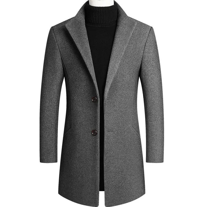Men's Slim-Fit Wool Blend Overcoat | Double-Button Design | Elegant Winter Wear