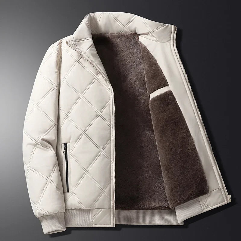 Men's Quilted Jacket | Plush Lined Interior | Warm Insulation | Winter Casual Style