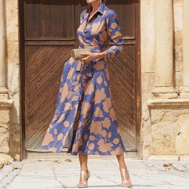 Floral Shirt Dress | Belted Waist | Flowing Maxi Silhouette | Luxe Statement Look