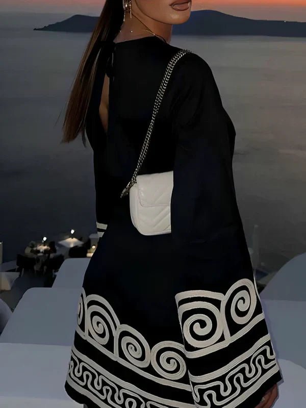 Embroidered Knit Dress | Long Sleeves | Statement Cuffs | Casual Luxe Aesthetic