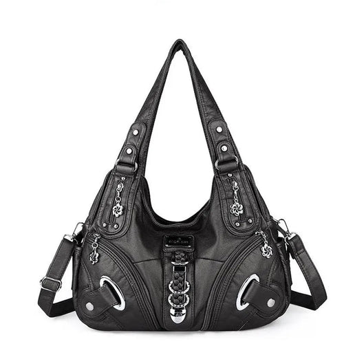 Convertible Shoulder Bag | Multi-Zip Faux Leather | Chic Carryall