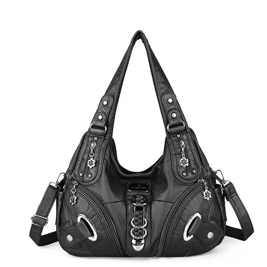 Convertible Shoulder Bag | Multi-Zip Faux Leather | Chic Carryall