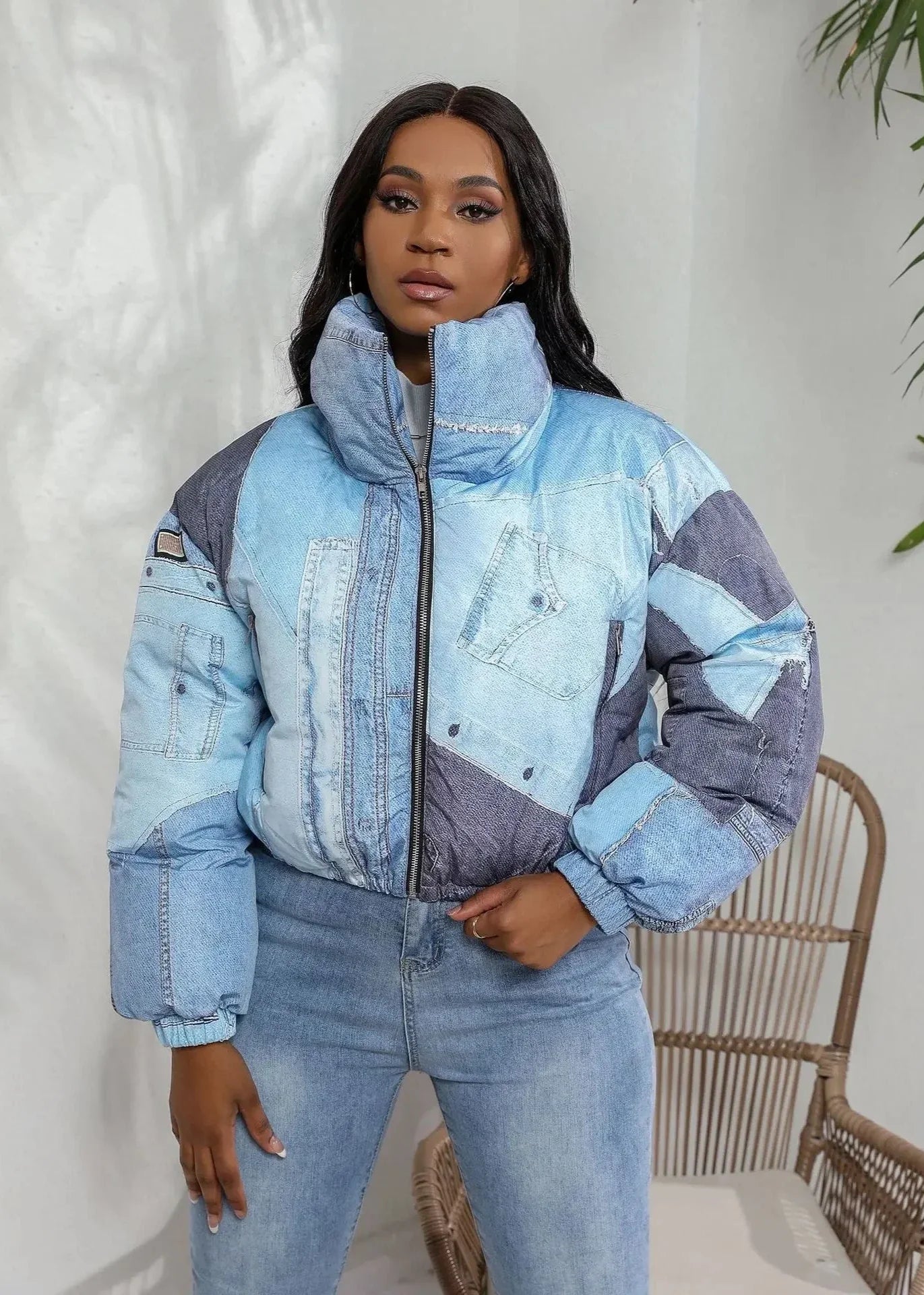 Women's Colour-Block Puffer Jacket | Cropped Design | Trendy Winter Wear