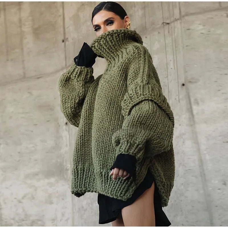 Oversized Knit Sweater Dress | Chunky Acrylic Knit | Versatile Winter Style