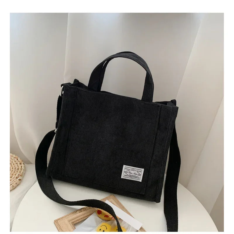 Corduroy Mini Tote | Dual Carry Handles & Crossbody Strap | Casual Everyday Bag