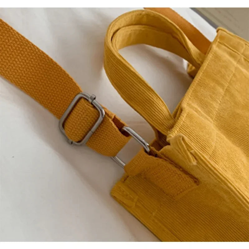 Corduroy Mini Tote | Dual Carry Handles & Crossbody Strap | Casual Everyday Bag