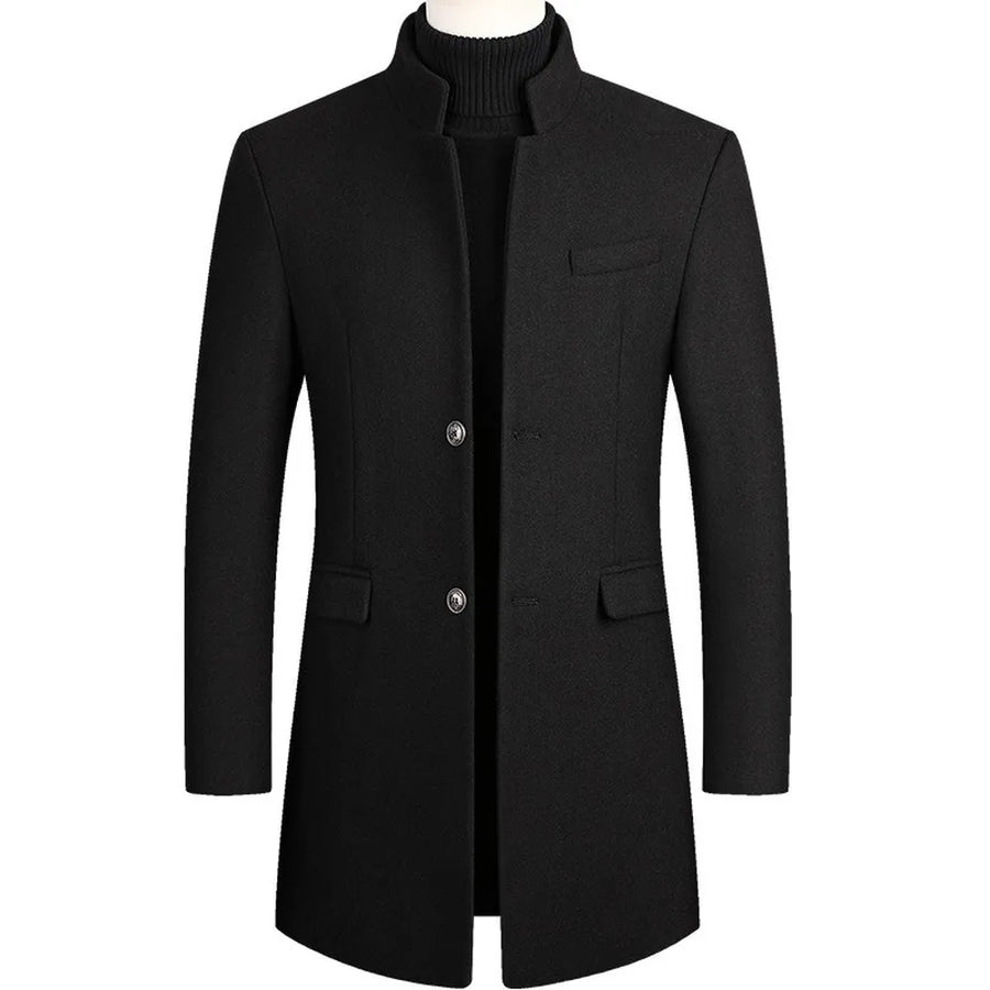 Men's Slim-Fit Wool Blend Overcoat | Double-Button Design | Elegant Winter Wear