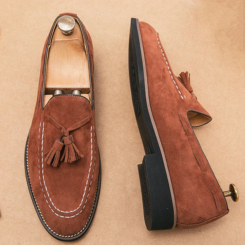 Women’s Suede Tassel Loafers | Slip-On Flat | Cushioned Insole Comforting