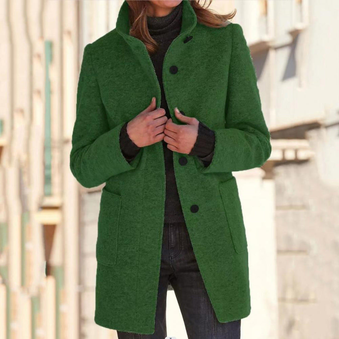 Wool-Blend Button-Up Coat | Mid-Length Structured Jacket | Classic Winter Outerwear Canada