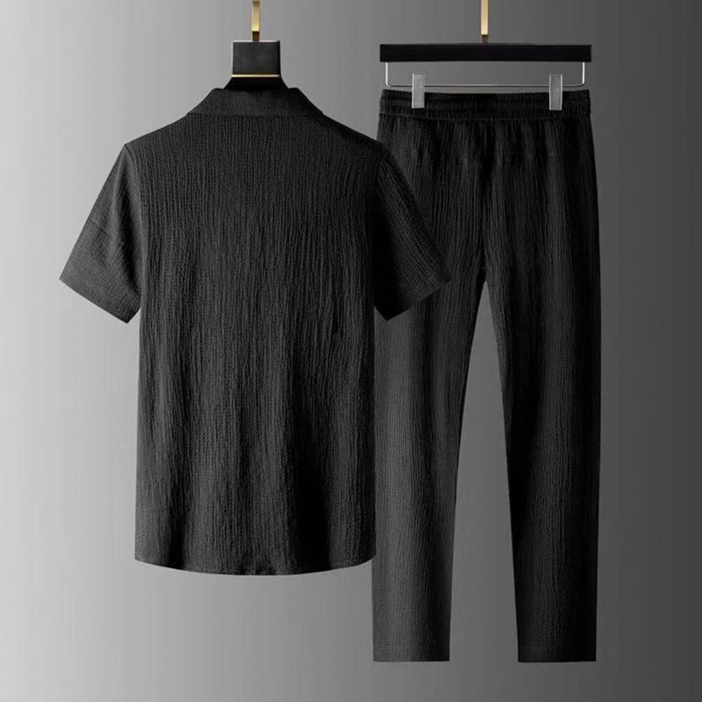 Men’s Textured Lounge Set | Short-Sleeve Shirt & Jogger Pants | Modern Loungewear Essential