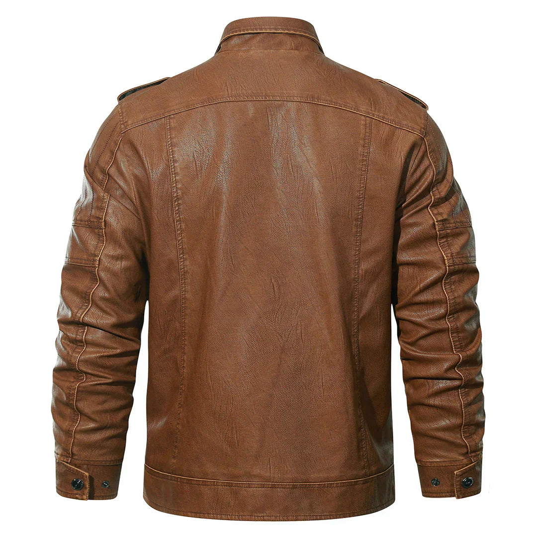 Men’s Faux Leather Moto Jacket | Fleece-Lined Interior | Winter Biker Style