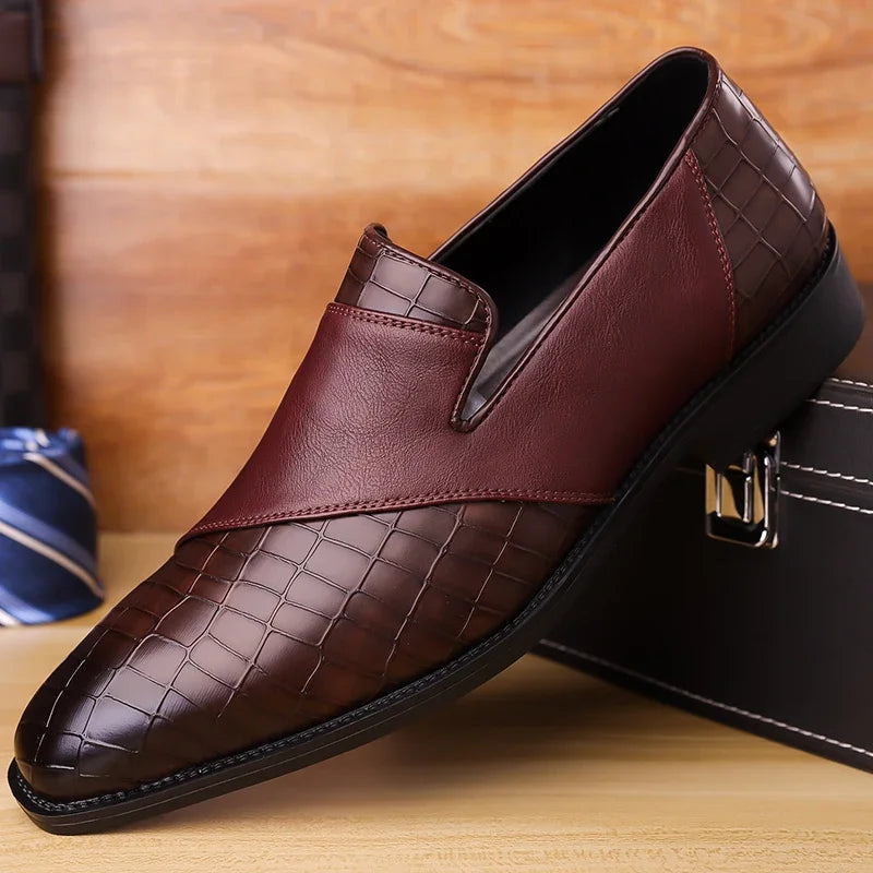 Embossed Leather Loafers | Slip-On Dress Shoes | Classic Formal Design