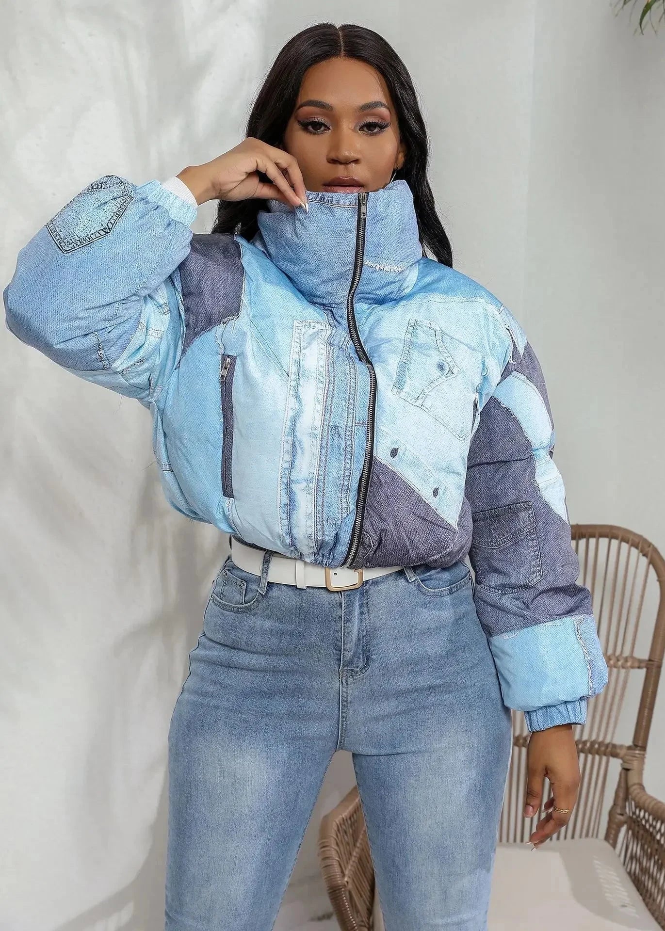 Women's Colour-Block Puffer Jacket | Cropped Design | Trendy Winter Wear