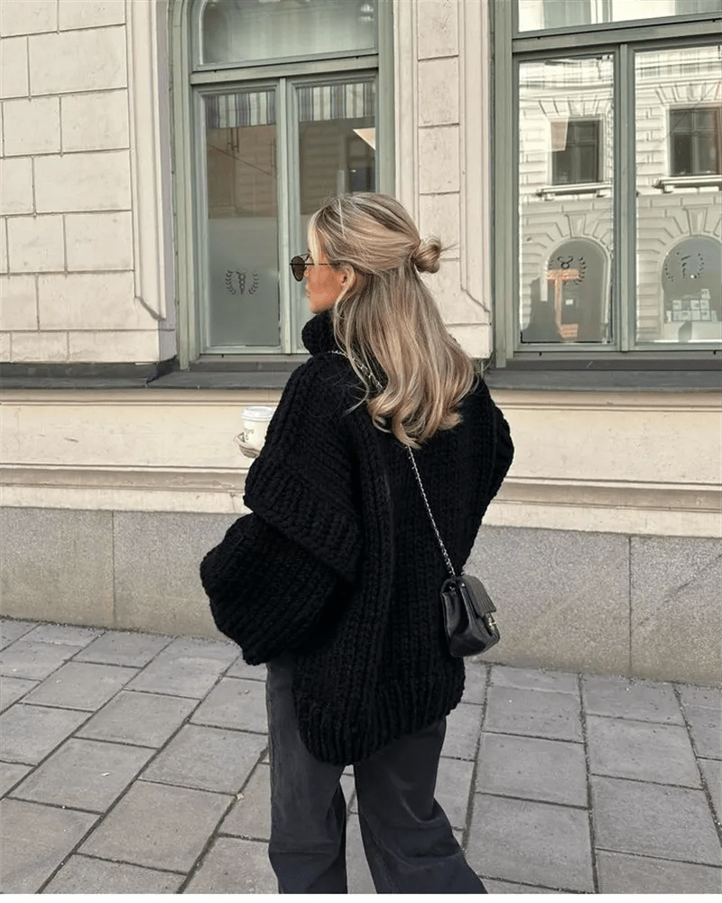 Oversized Knit Sweater Dress | Chunky Acrylic Knit | Versatile Winter Style