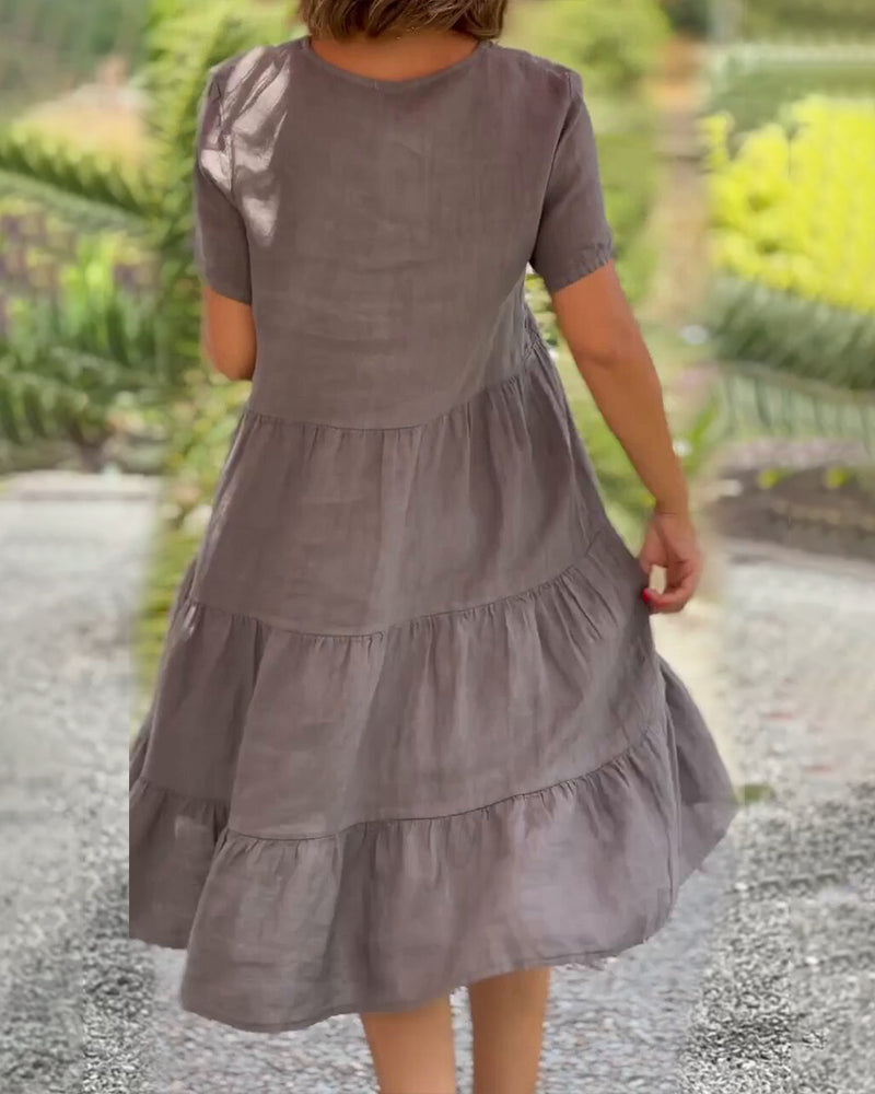 Vibrant V-Neck Tiered Dress | Relaxed Fit | Lightweight Summer Style
