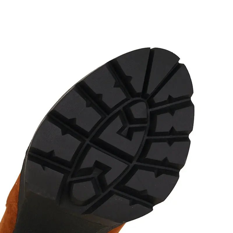 Chunky Heel Platform Ankle Boots | Faux Suede | Lug Sole Design | Fall & Winter Wear