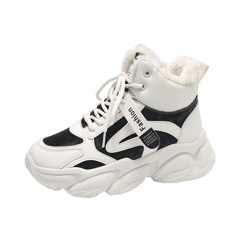 Fleece-Lined Chunky Sneakers | High-Top Design | Winter Warmth | Trendy Streetwear