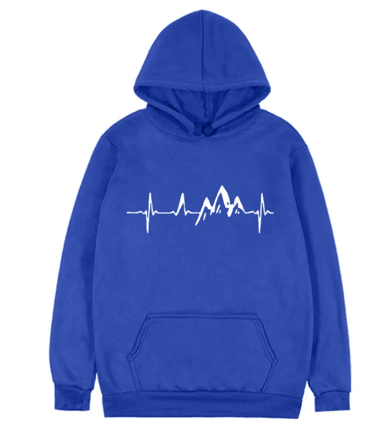 Men's Graphic Hoodie | Mountain Heartbeat Print | Midweight Fleece Pullover
