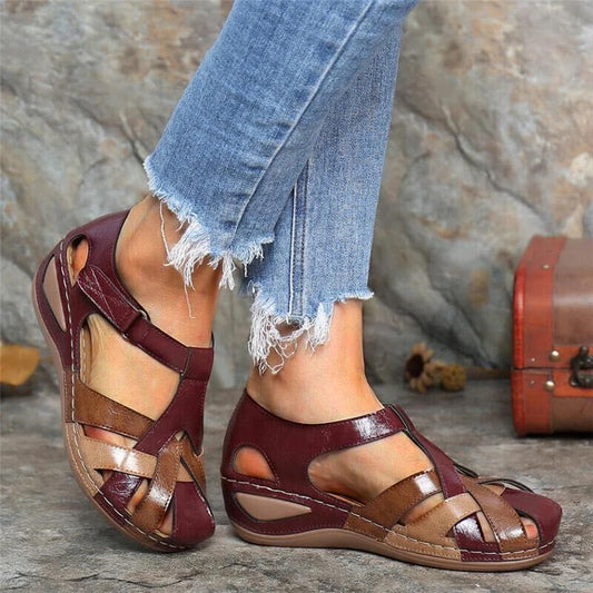 Comfort Wedge Sandals | Arch Support Design | Closed Heel with Cut-Out Straps