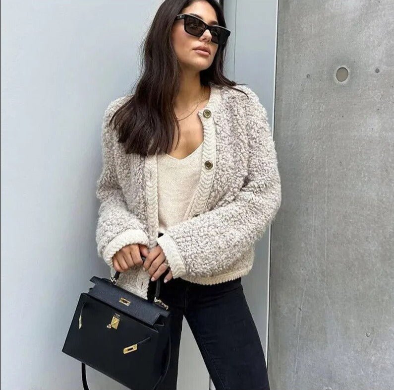 Cozy Teddy Cardigan | Button-Up Front | Soft Textured Knit