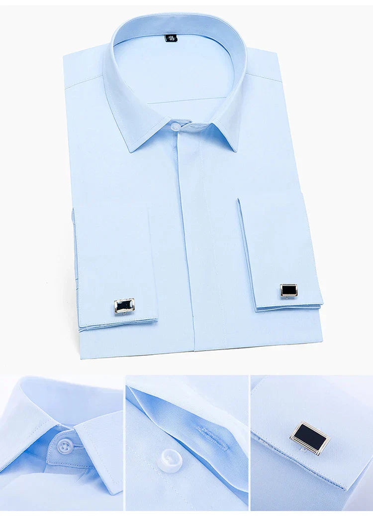 Men’s Formal Dress Shirt with Cufflinks | Slim Fit | Long Sleeve Business Shirt