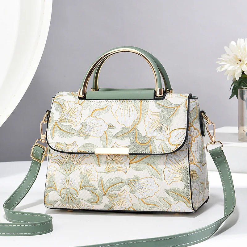 Floral Embroidered Satchel Bag | Dual Handle Design | Crossbody Style
