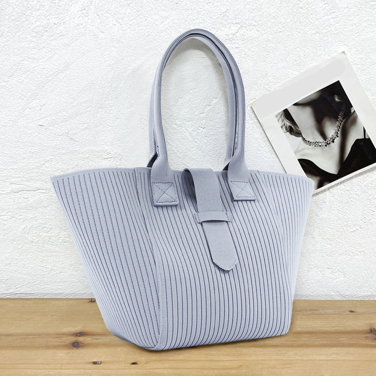 Women's Large Tote Bag | Ribbed Texture | Structured Everyday Carryall