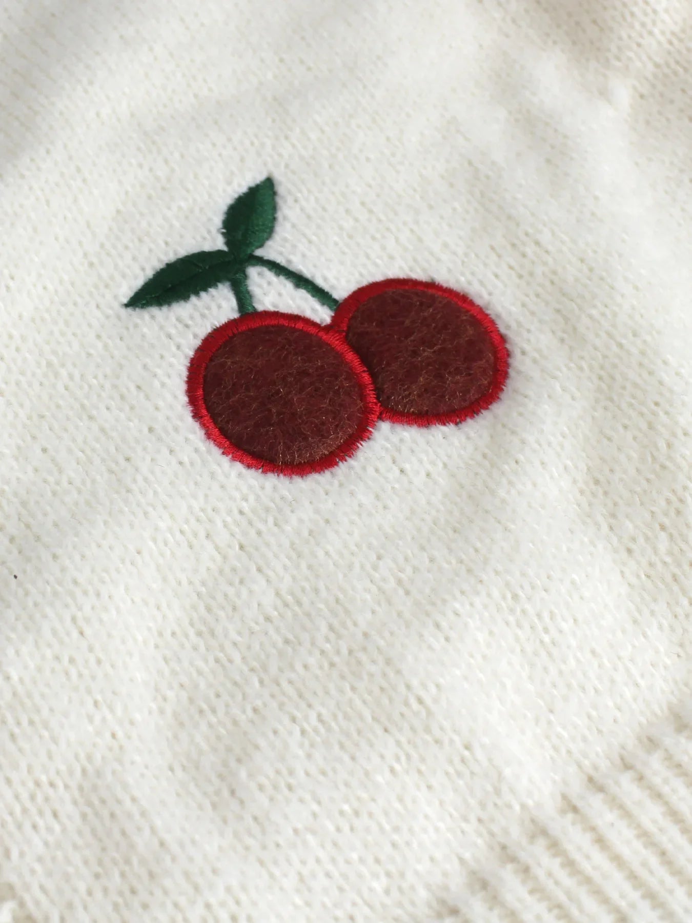 Cherry Knit Cardigan | Embroidered Detail | Soft Knit Fabric | Casual Comfort