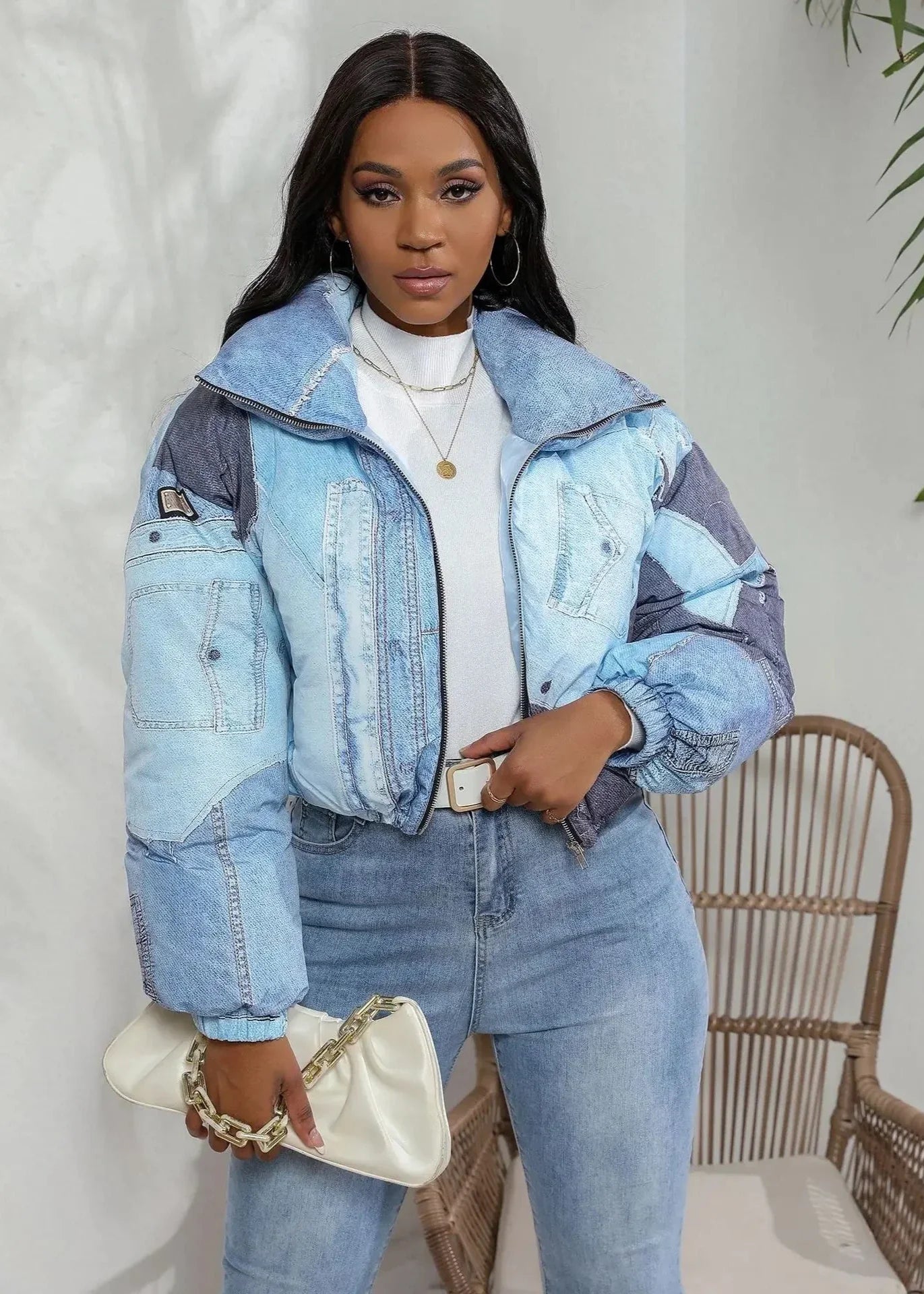 Women's Colour-Block Puffer Jacket | Cropped Design | Trendy Winter Wear